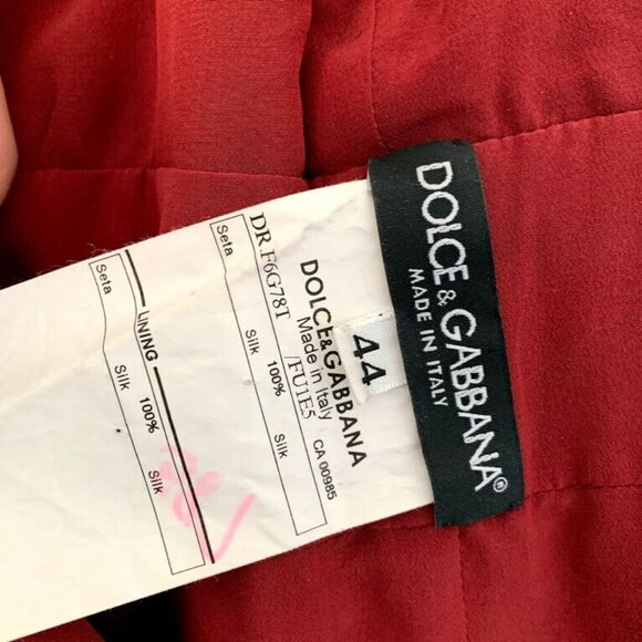 Dolce & Gabbana 8 Red Silk Ruched Sheath Dress Knee Length Career Designer - Picture 7 of 8